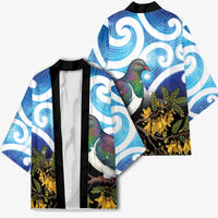 Kekeru New Zealand Matariki Kimono Kukupa Kowhai Maori New Year Blue Version