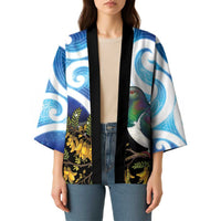 Kekeru New Zealand Matariki Kimono Kukupa Kowhai Maori New Year Blue Version
