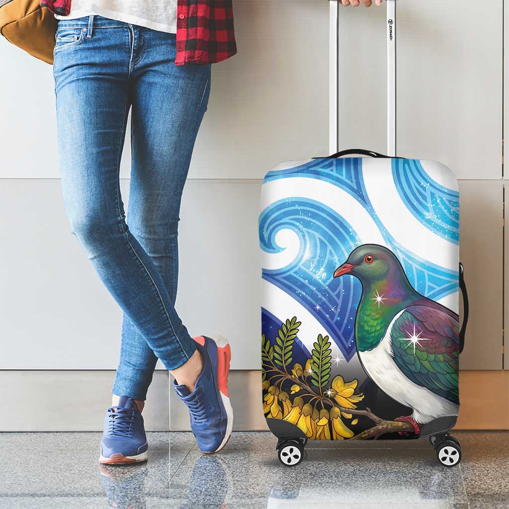Kekeru New Zealand Matariki Luggage Cover Kukupa Kowhai Maori New Year Blue Version