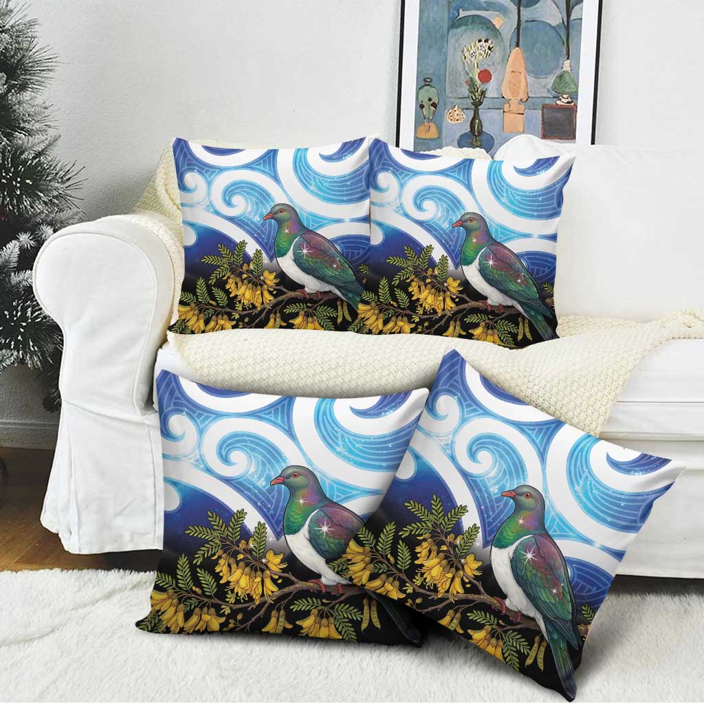 Kekeru New Zealand Matariki Pillow Cover Kukupa Kowhai Maori New Year Blue Version