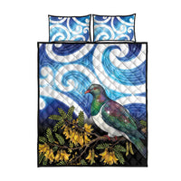 Kekeru New Zealand Matariki Quilt Bed Set Kukupa Kowhai Maori New Year Blue Version
