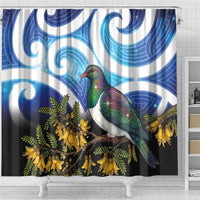 Kekeru New Zealand Matariki Shower Curtain Kukupa Kowhai Maori New Year Blue Version