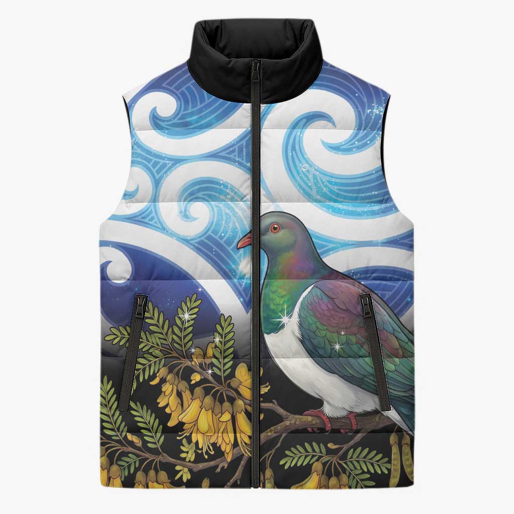 Kekeru New Zealand Matariki Sleeveless Puffer Jacket Kukupa Kowhai Maori New Year Blue Version