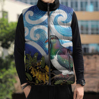 Kekeru New Zealand Matariki Sleeveless Puffer Jacket Kukupa Kowhai Maori New Year Blue Version