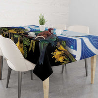 Kekeru New Zealand Matariki Tablecloth Kukupa Kowhai Maori New Year Blue Version