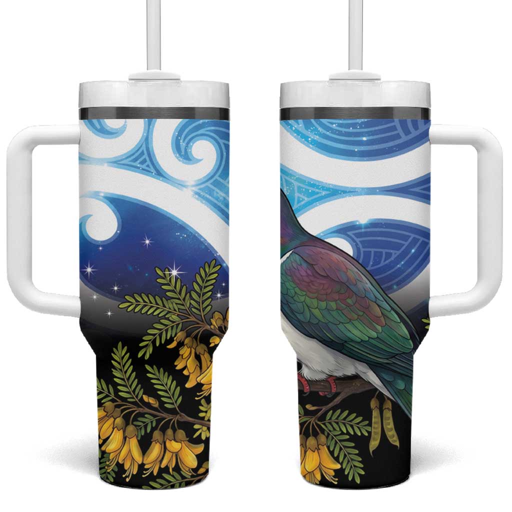 Kekeru New Zealand Matariki Tumbler With Handle Kukupa Kowhai Maori New Year Blue Version