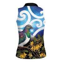 Kekeru New Zealand Matariki Women Sleeveless Polo Shirt Kukupa Kowhai Maori New Year Blue Version LT14 - Polynesian Pride