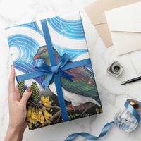 Kekeru New Zealand Matariki Wrapping Paper Kukupa Kowhai Maori New Year Blue Version
