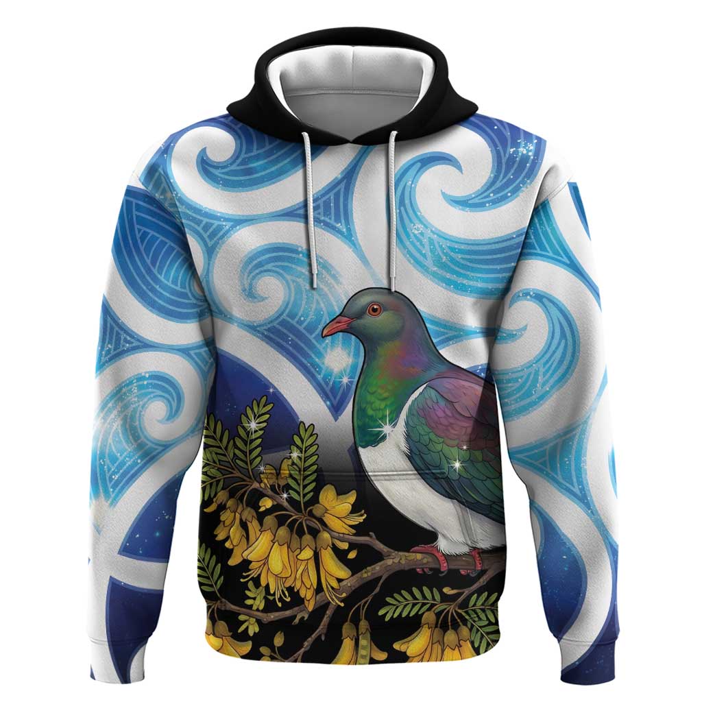 Kekeru New Zealand Matariki Zip Hoodie Kukupa Kowhai Maori New Year Blue Version LT14 Pullover Hoodie Blue - Polynesian Pride
