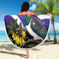 Kekeru New Zealand Matariki Beach Blanket Kukupa Kowhai Maori New Year Purple Version