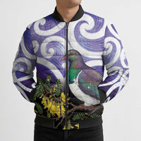 Kekeru New Zealand Matariki Bomber Puffer Jacket Kukupa Kowhai Maori New Year Purple Version LT14 - Polynesian Pride