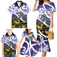 Kekeru New Zealand Matariki Family Matching Mermaid Dress and Hawaiian Shirt Kukupa Kowhai Maori New Year Purple Version LT14 - Polynesian Pride