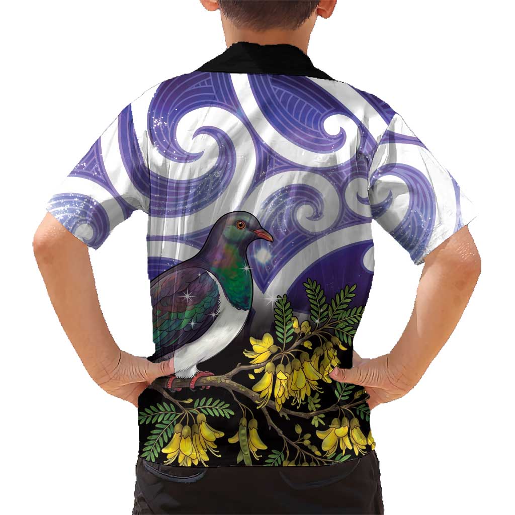 Kekeru New Zealand Matariki Family Matching Off Shoulder Maxi Dress and Hawaiian Shirt Kukupa Kowhai Maori New Year Purple Version LT14 - Polynesian Pride