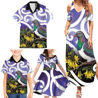 Kekeru New Zealand Matariki Family Matching Summer Maxi Dress and Hawaiian Shirt Kukupa Kowhai Maori New Year Purple Version LT14 - Polynesian Pride