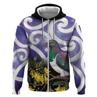 Kekeru New Zealand Matariki Hoodie Kukupa Kowhai Maori New Year Purple Version LT14 Zip Hoodie Purple - Polynesian Pride