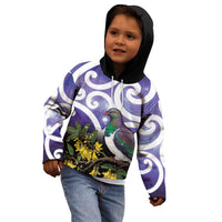 Kekeru New Zealand Matariki Kid Hoodie Kukupa Kowhai Maori New Year Purple Version LT14 - Polynesian Pride