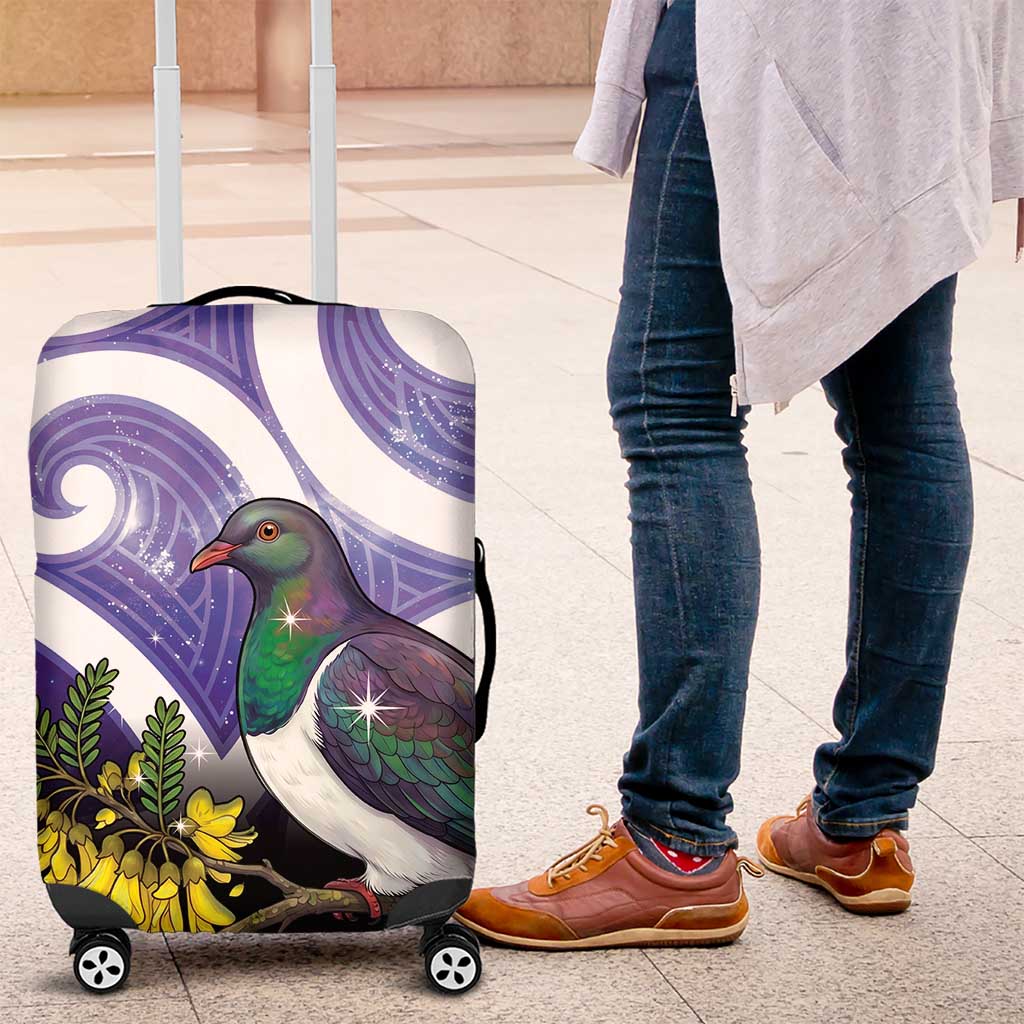 Kekeru New Zealand Matariki Luggage Cover Kukupa Kowhai Maori New Year Purple Version LT14 Purple - Polynesian Pride