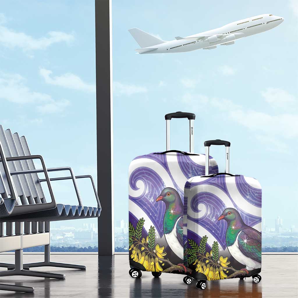 Kekeru New Zealand Matariki Luggage Cover Kukupa Kowhai Maori New Year Purple Version LT14 - Polynesian Pride