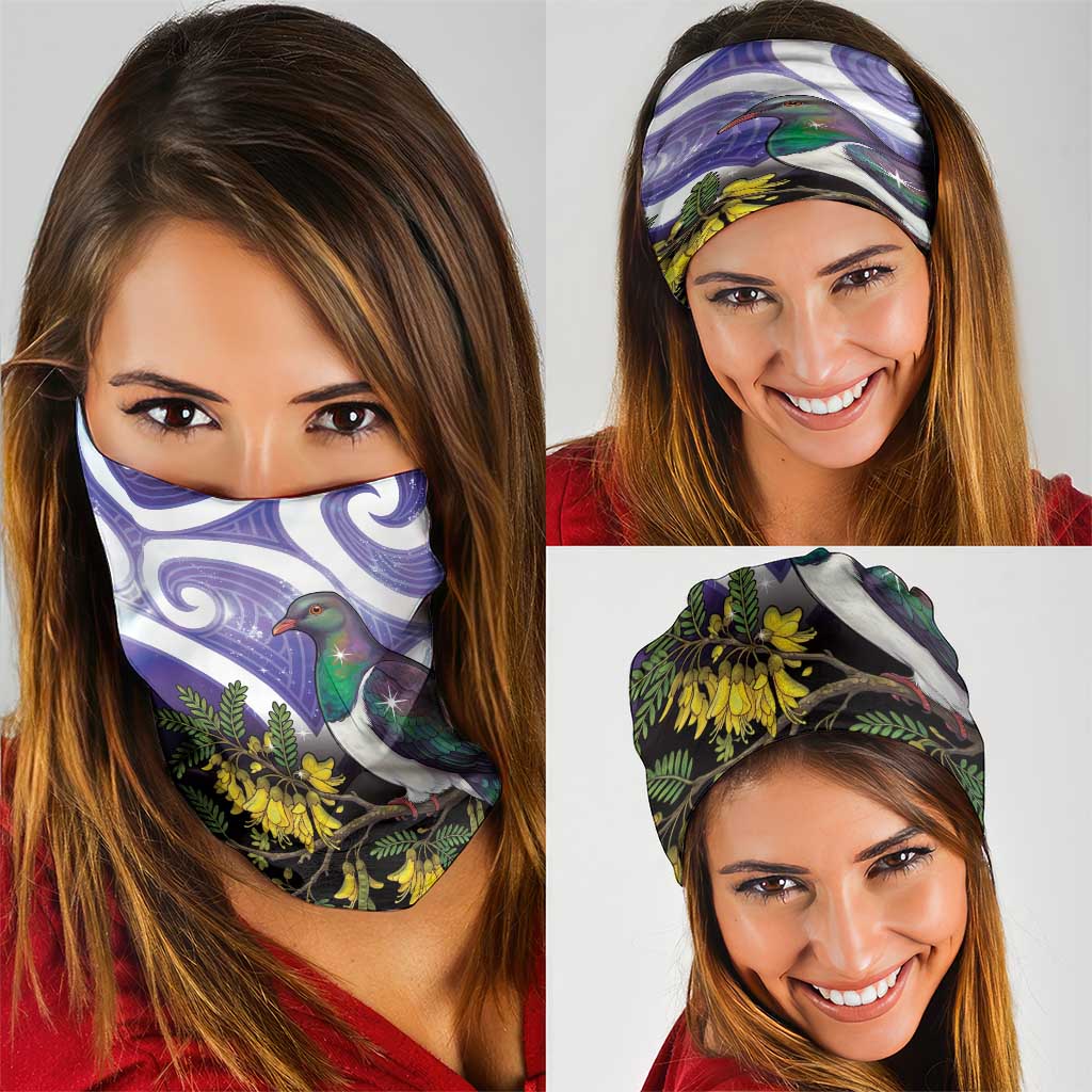 Kekeru New Zealand Matariki Neck Gaiter Kukupa Kowhai Maori New Year Purple Version