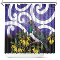 Kekeru New Zealand Matariki Shower Curtain Kukupa Kowhai Maori New Year Purple Version LT14 Purple - Polynesian Pride