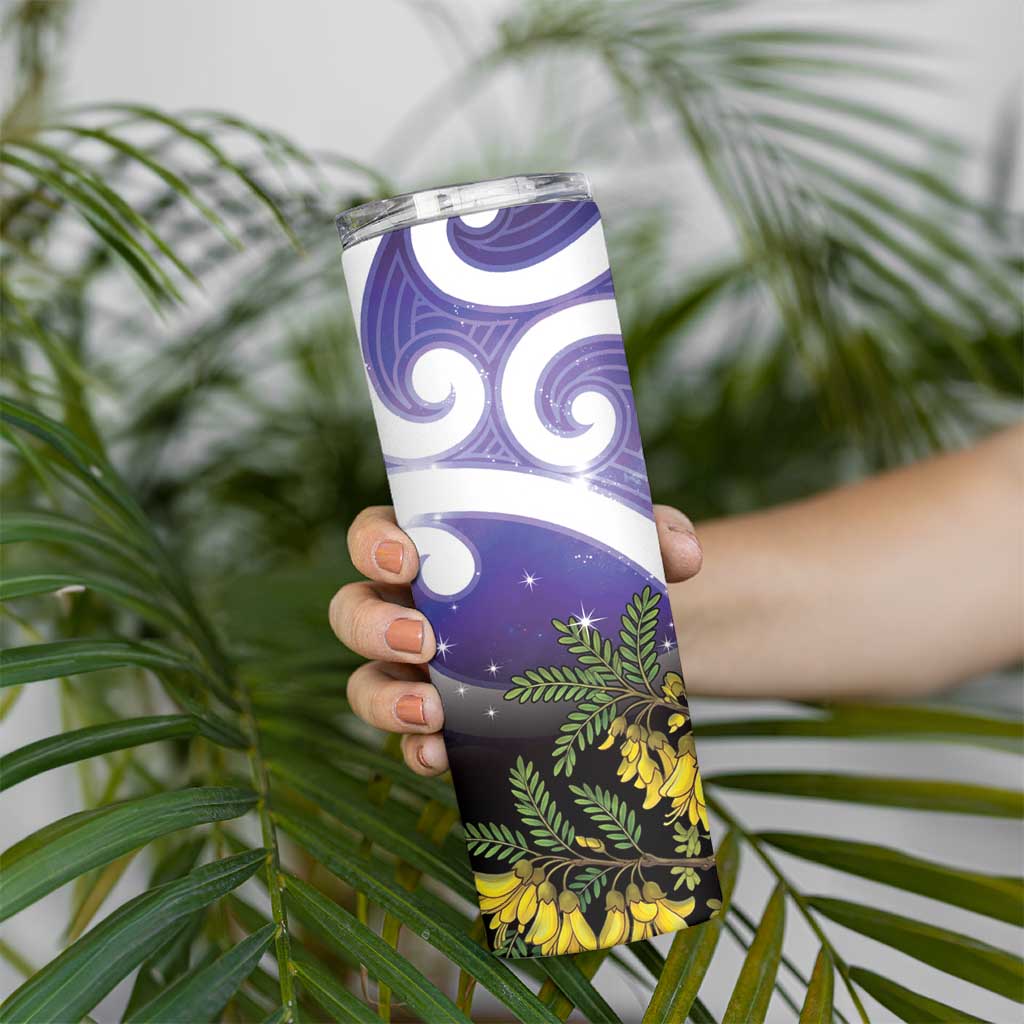 Kekeru New Zealand Matariki Skinny Tumbler Kukupa Kowhai Maori New Year Purple Version LT14 - Polynesian Pride