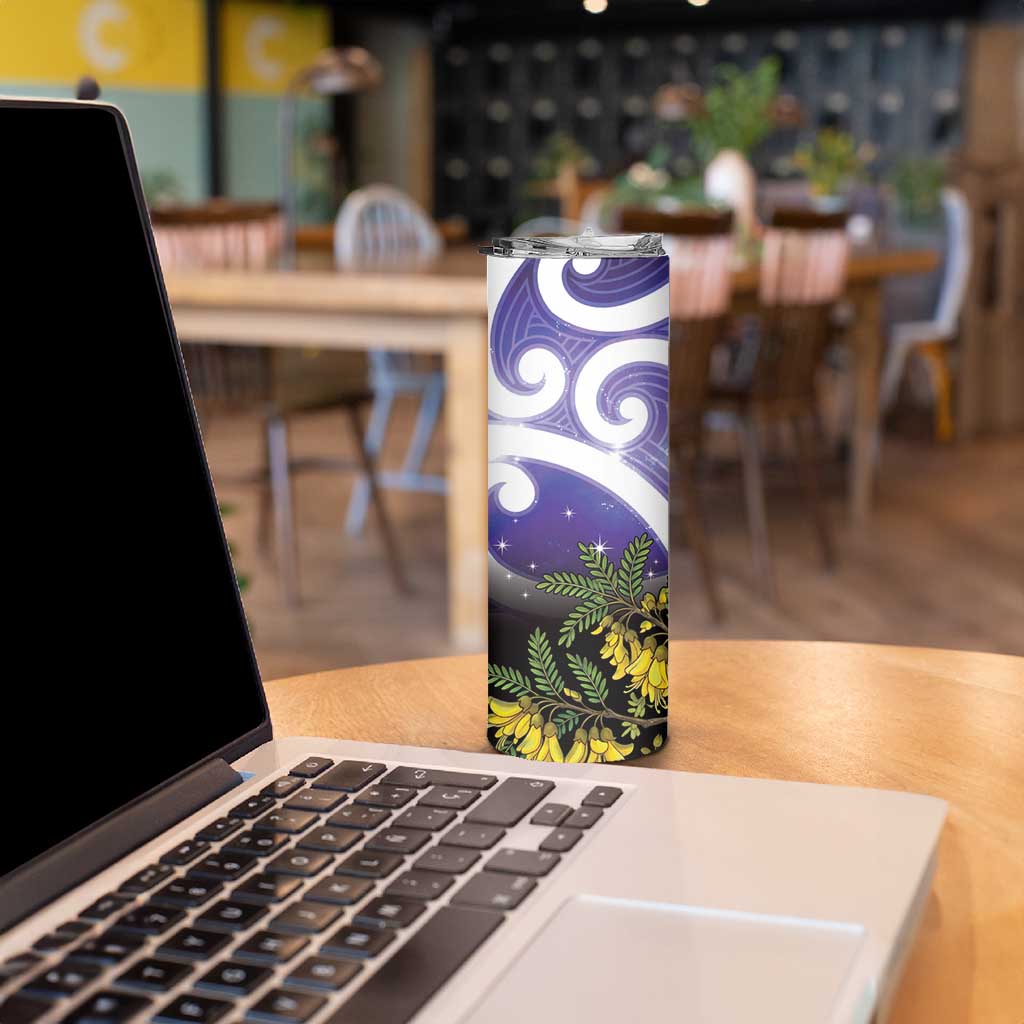 Kekeru New Zealand Matariki Skinny Tumbler Kukupa Kowhai Maori New Year Purple Version LT14 - Polynesian Pride