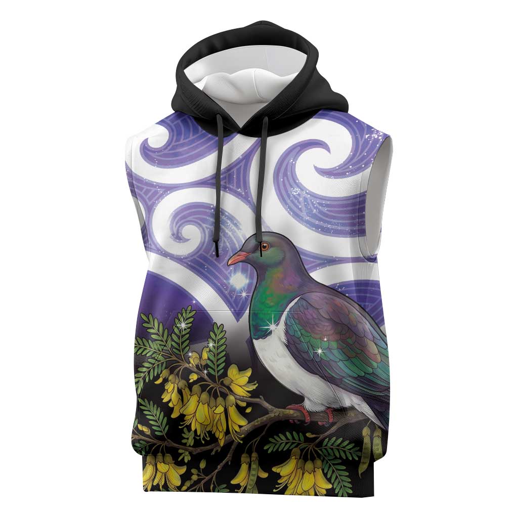 Kekeru New Zealand Matariki Sleeveless Hoodie Kukupa Kowhai Maori New Year Purple Version LT14 Purple - Polynesian Pride