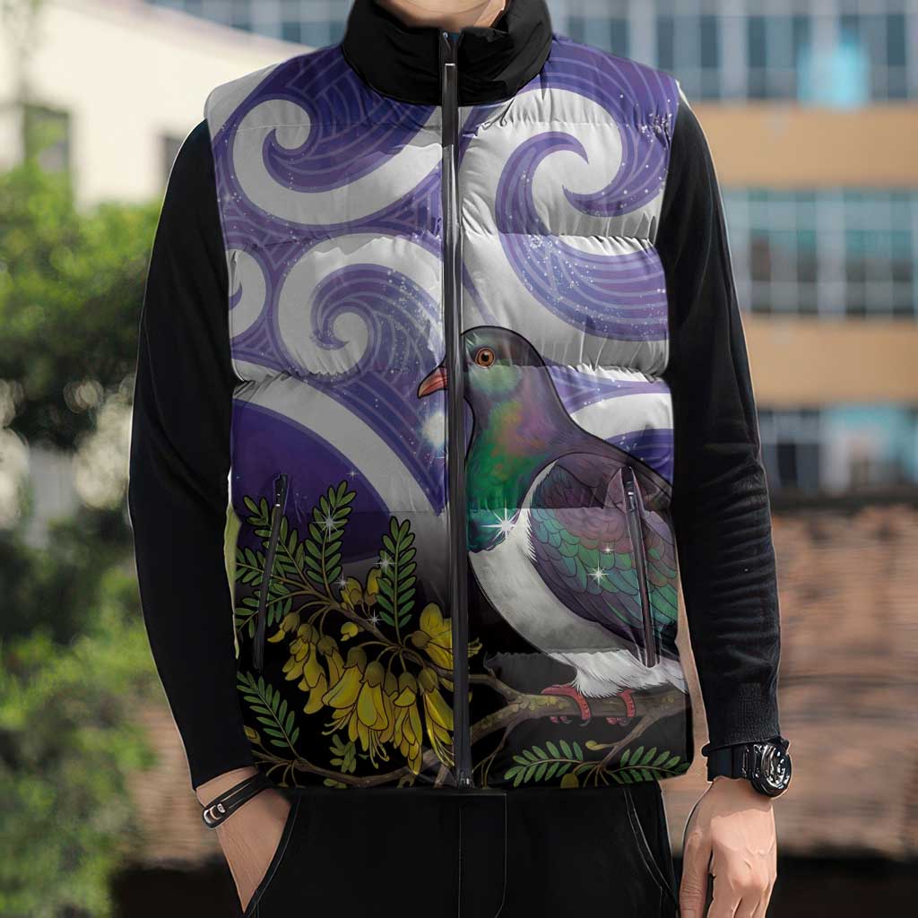Kekeru New Zealand Matariki Sleeveless Puffer Jacket Kukupa Kowhai Maori New Year Purple Version LT14 - Polynesian Pride