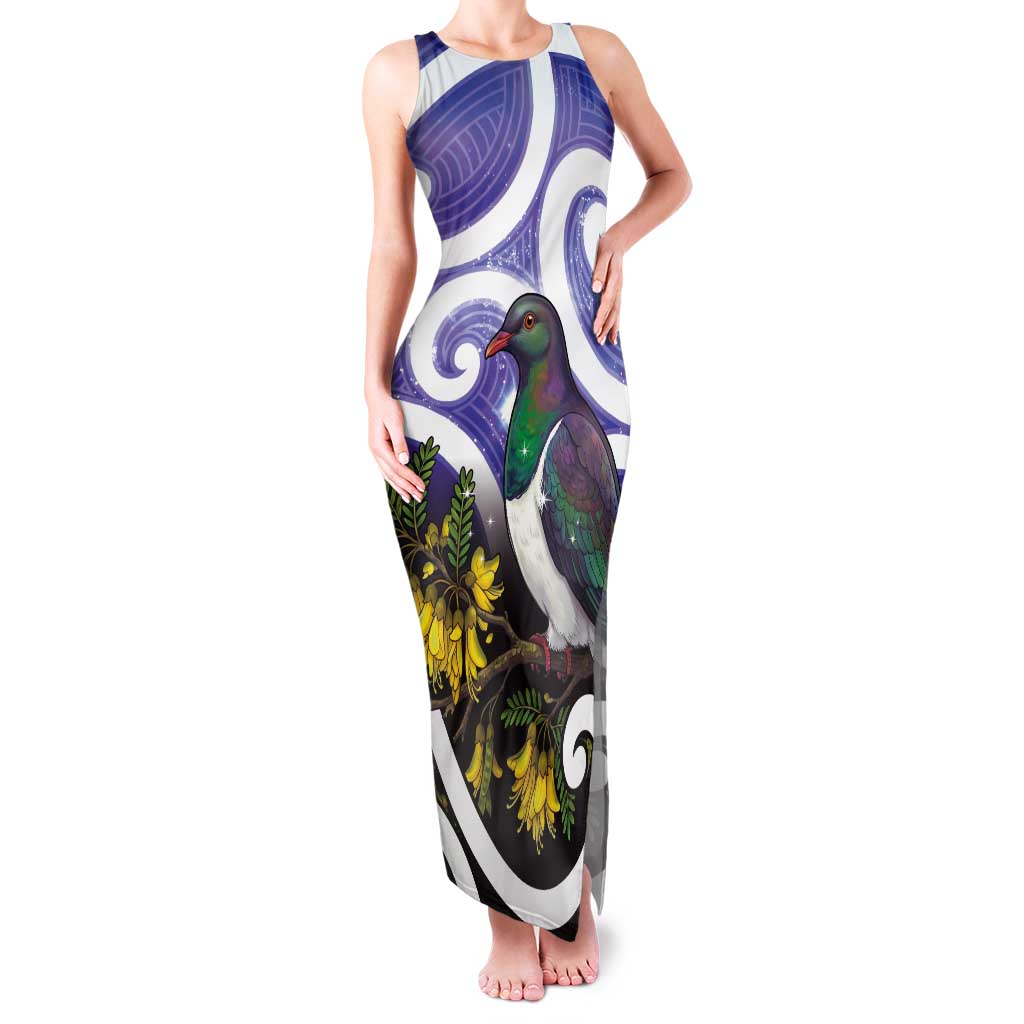 Kekeru New Zealand Matariki Tank Maxi Dress Kukupa Kowhai Maori New Year Purple Version