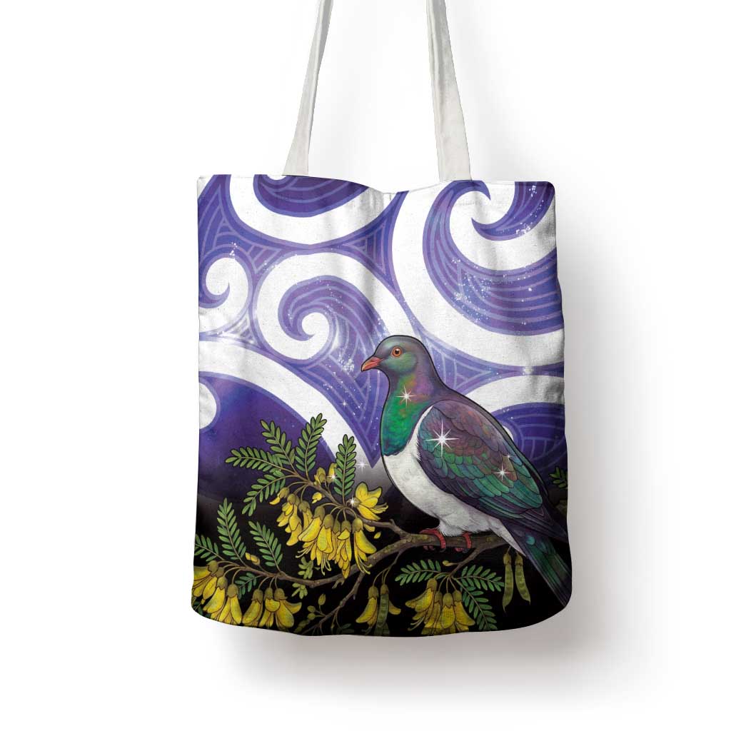 Kekeru New Zealand Matariki Tote Bag Kukupa Kowhai Maori New Year Purple Version LT14 - Polynesian Pride