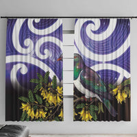 Kekeru New Zealand Matariki Window Curtain Kukupa Kowhai Maori New Year Purple Version