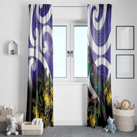 Kekeru New Zealand Matariki Window Curtain Kukupa Kowhai Maori New Year Purple Version