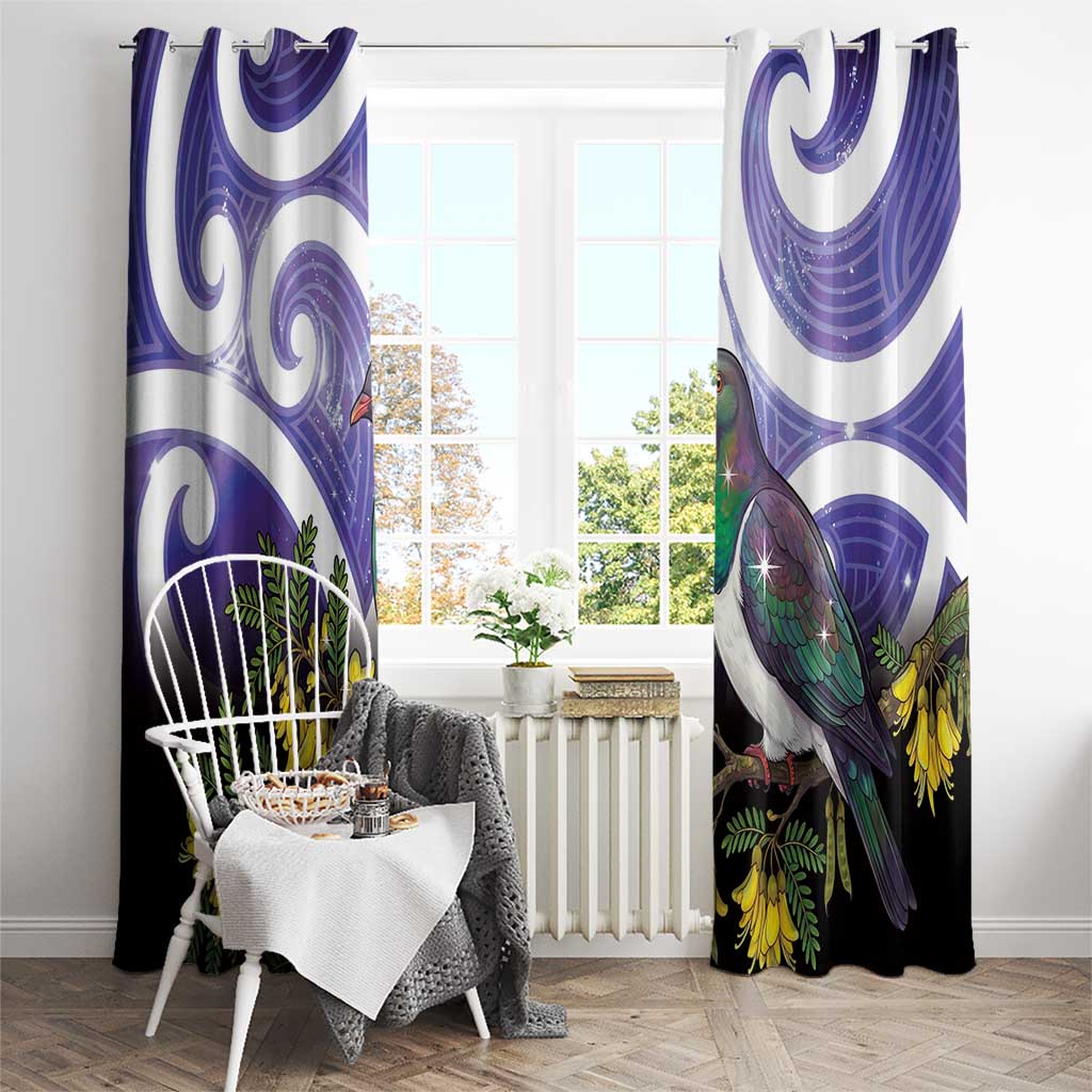 Kekeru New Zealand Matariki Window Curtain Kukupa Kowhai Maori New Year Purple Version