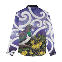 Kekeru New Zealand Matariki Women Casual Shirt Kukupa Kowhai Maori New Year Purple Version LT14 - Polynesian Pride