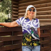 Kekeru New Zealand Matariki Women Polo Shirt Kukupa Kowhai Maori New Year Purple Version LT14 - Polynesian Pride