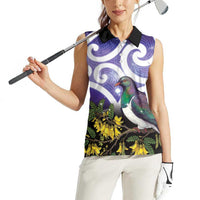 Kekeru New Zealand Matariki Women Sleeveless Polo Shirt Kukupa Kowhai Maori New Year Purple Version