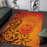 French Polynesia Manta Ray Tattoo Area Rug Tahiti Hahalua Tiare Maori Gradient Style