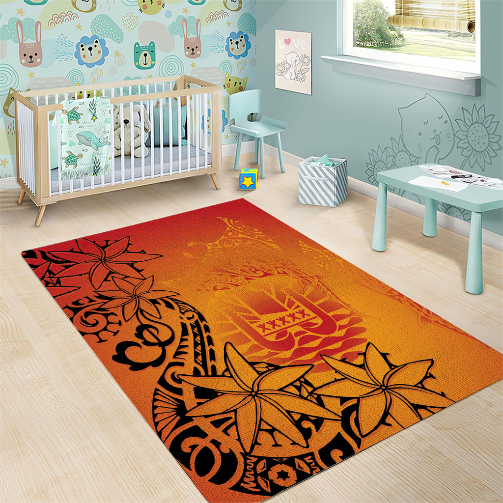 French Polynesia Manta Ray Tattoo Area Rug Tahiti Hahalua Tiare Maori Gradient Style