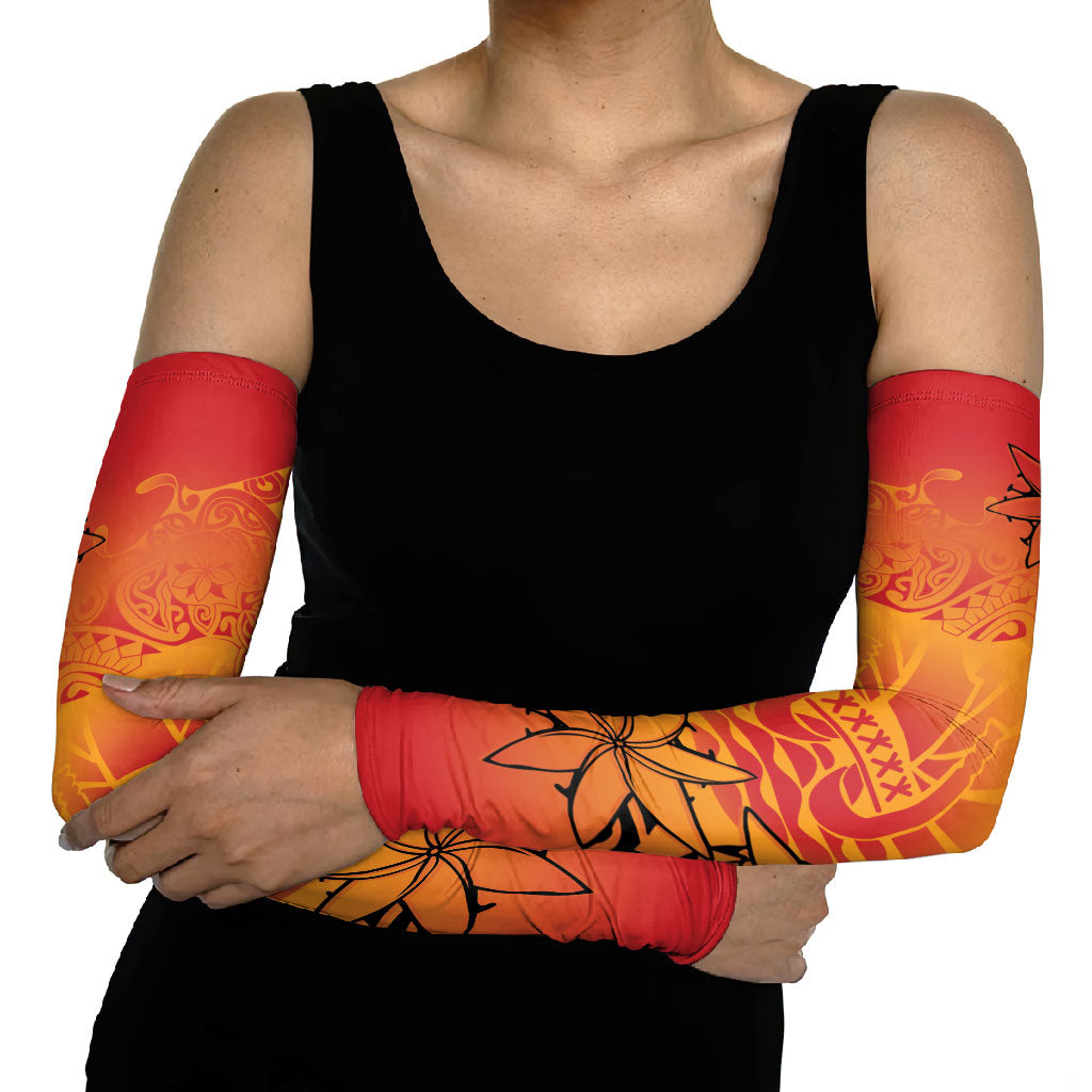 French Polynesia Manta Ray Tattoo Arm Sleeves Tahiti Hahalua Tiare Maori Gradient Style