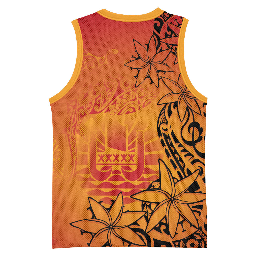French Polynesia Manta Ray Tattoo Basketball Jersey Tahiti Hahalua Tiare Maori Gradient Style