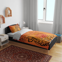 French Polynesia Manta Ray Tattoo Bedding Set Tahiti Hahalua Tiare Maori Gradient Style