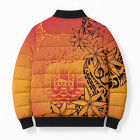 French Polynesia Manta Ray Tattoo Bomber Puffer Jacket Tahiti Hahalua Tiare Maori Gradient Style