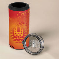 French Polynesia Manta Ray Tattoo 4 in 1 Can Cooler Tumbler Tahiti Hahalua Tiare Maori Gradient Style