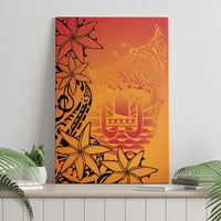 French Polynesia Manta Ray Tattoo Canvas Wall Art Tahiti Hahalua Tiare Maori Gradient Style