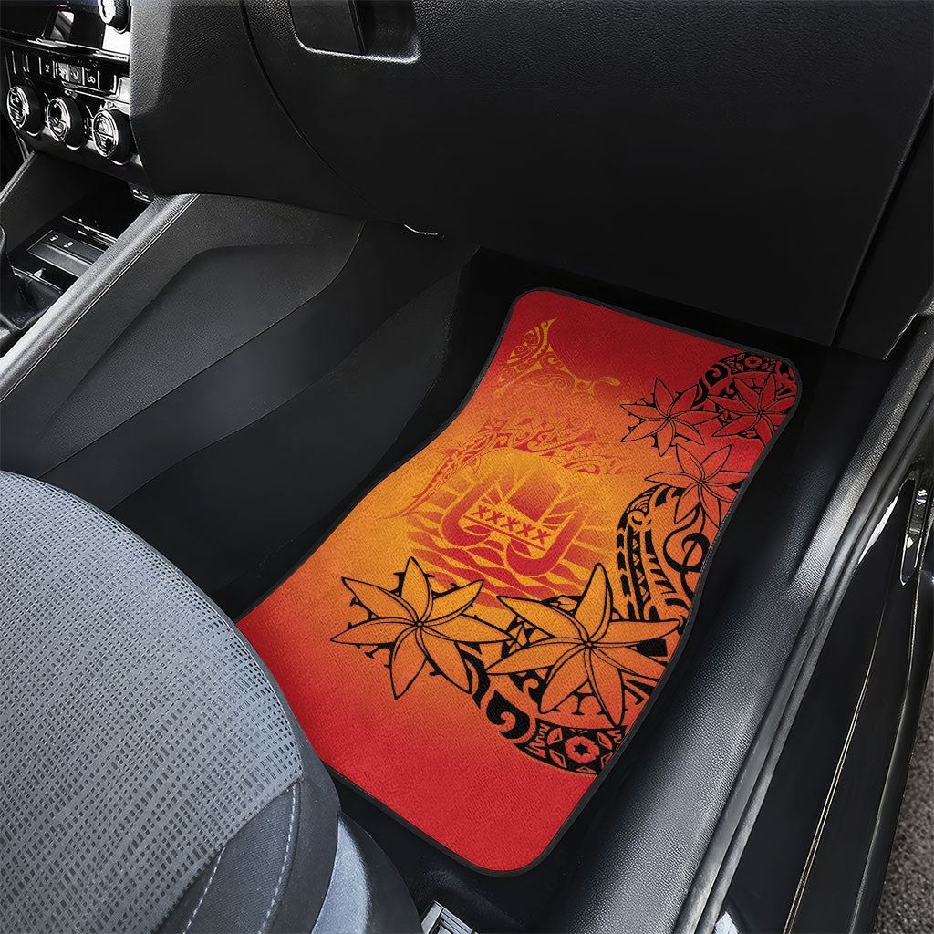 French Polynesia Manta Ray Tattoo Car Mats Tahiti Hahalua Tiare Maori Gradient Style
