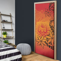 French Polynesia Manta Ray Tattoo Door Cover Tahiti Hahalua Tiare Maori Gradient Style