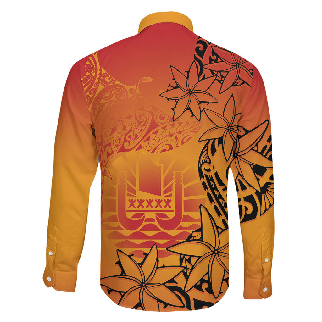 French Polynesia Manta Ray Tattoo Family Matching Short Sleeve Bodycon Dress and Hawaiian Shirt Tahiti Hahalua Tiare Maori Gradient Style LT14 - Polynesian Pride