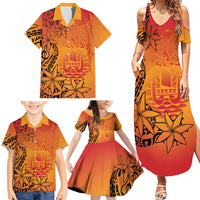French Polynesia Manta Ray Tattoo Family Matching Summer Maxi Dress and Hawaiian Shirt Tahiti Hahalua Tiare Maori Gradient Style LT14 - Polynesian Pride