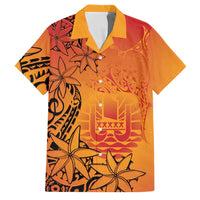 French Polynesia Manta Ray Tattoo Family Matching Summer Maxi Dress and Hawaiian Shirt Tahiti Hahalua Tiare Maori Gradient Style LT14 Dad's Shirt - Short Sleeve Orange - Polynesian Pride