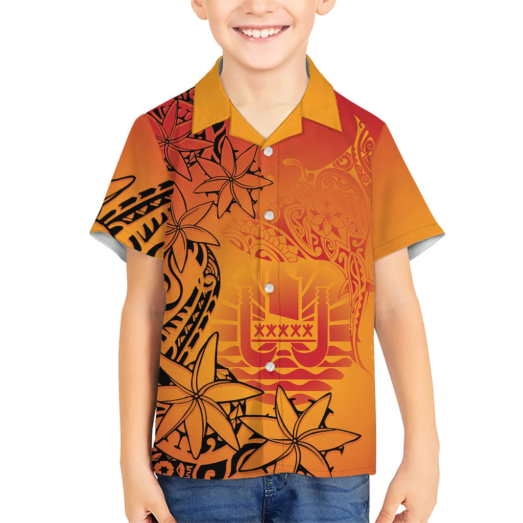 French Polynesia Manta Ray Tattoo Hawaiian Shirt Tahiti Hahalua Tiare Maori Gradient Style